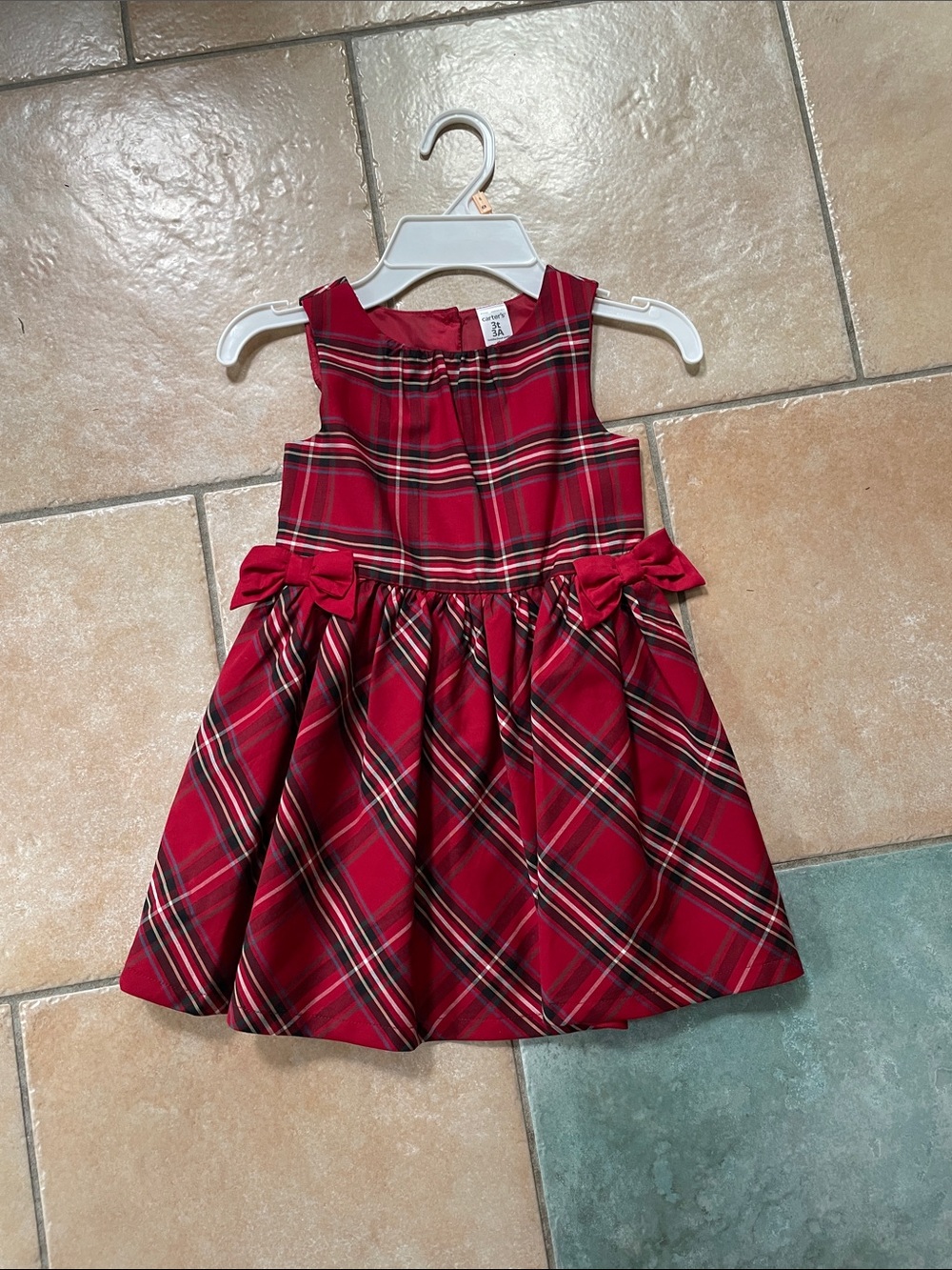 Carter's Red Plaid Sleeveless Dress with Side Bows